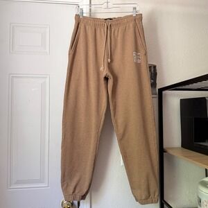 GOSHA RUBCHINSKIY pacbet tan logo embroidered cotton jogger pull on sweat pants